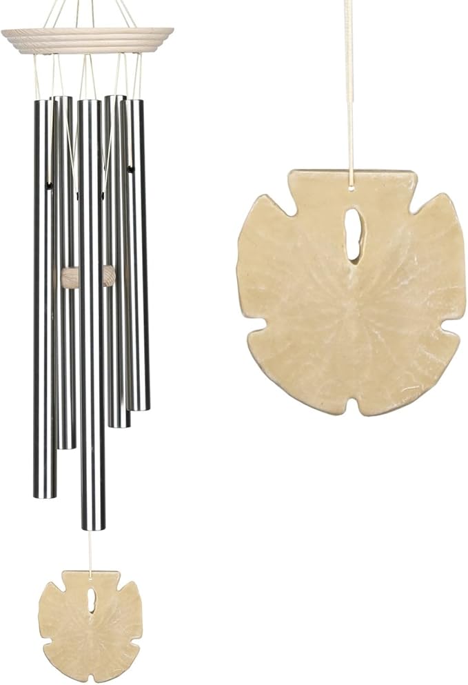 Woodstock Chimes Signature Collection, Woodstock Seashore Chime, 24'' Sand Dollar Decor Designs - Coastal Gifts Wind Chimes for Outdoor, Patio, Home or Garden Décor (SSA)