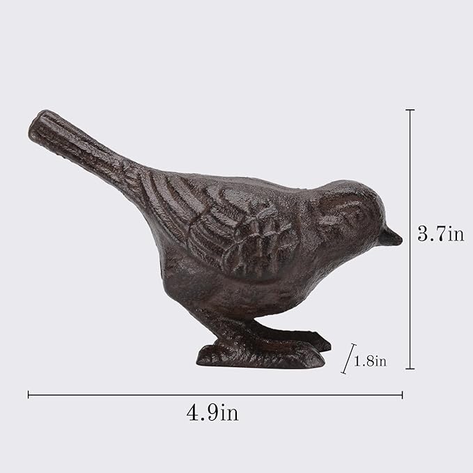 Cast Iron Bird Sculpture Bird Statue Tabletop Decor Figurines, Creative Animal Statues Indoor Outdoor Garden Home Decoration