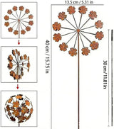 Rusty Metal Wild Flowers Garden Stakes 11.82 x 8.47 inches, Decorative Flowers Yard Stake Metal Art for Outdoor Garden Lawn Decor (Flower-C)