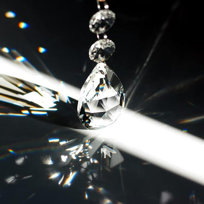 20pcs 50mm Teardrop Chandelier Crystals, Clear Replacement Parts Hanging Pendants Connected Glass Octagon Beads for Chandelier Decoration