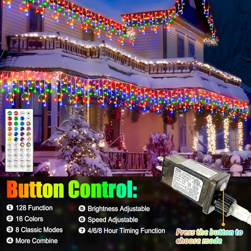 128 Functions 504 LED Christmas Lights - 52FT, 16 Colors, 8 Modes, Timer
