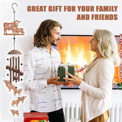 OLYCRAFT Cattle Metal Wind Chimes Outdoors Wind Chime Sympathy Memorial Windchime Iron Windchime Memorial Presents Hanging Windbell for Patio Backyard Home Garden Pendant Decoration - 30 Inch