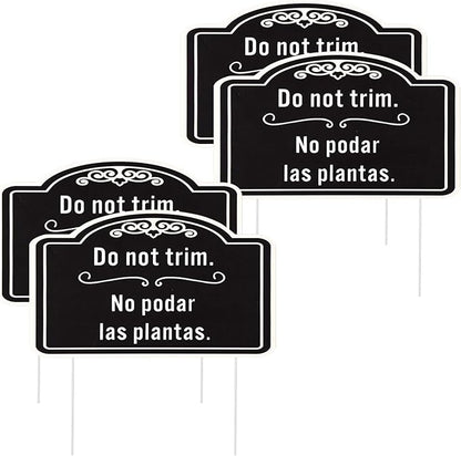 4pcs Do Not Trim Signs with Stakes, Corrugated Plastic Do Not Prune Bushes Please Do Not Trim Landscaping Label Yard Tag in English and Spanish Plant Sign Garden Marker for Outdoor Lawn