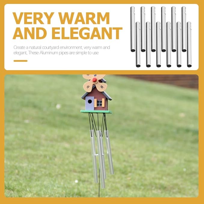 Happyyami Windchimes Outdoors 12pcs Wind Chime Tubes Parts Windchime String Metal Tubes Outdoor Hanging Wind Chime Aluminum Tube for Crafts DIY Wind Chimes Supplies Bulk Toys