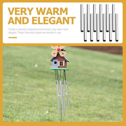Happyyami Windchimes Outdoors 12pcs Wind Chime Tubes Parts Windchime String Metal Tubes Outdoor Hanging Wind Chime Aluminum Tube for Crafts DIY Wind Chimes Supplies Bulk Toys