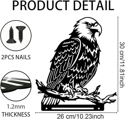 WADORN Eagle Metal Garden Yard Art Decor, Bird on Branch Iron Decorative Garden Stakes Wild Animal Black Silhouette Outdoor Fence Decor for Tree Wall Ornaments Yard Art Outdoor Decor Garden Decor