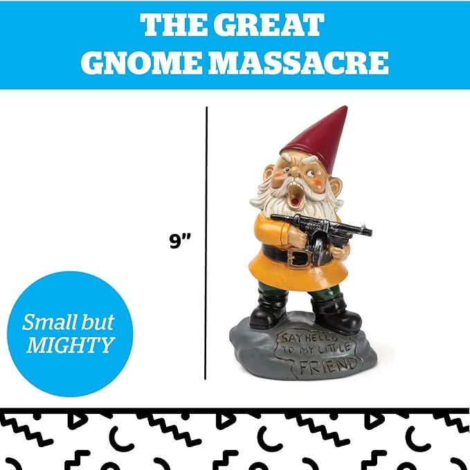 Angry Little Garden Gnome Statue, Outdoor Lawn & Yard Home Defender, Combat Figurine Sculpture Decorations, Funny Housewarming Gag Gift