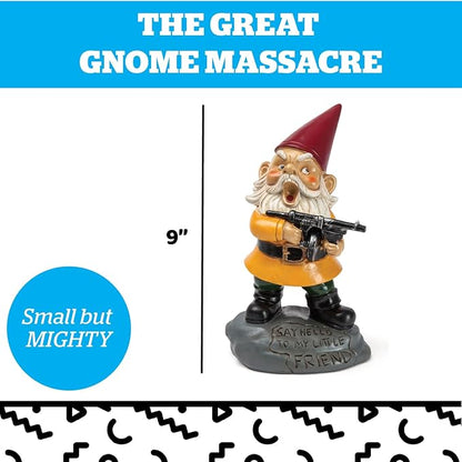 Angry Little Garden Gnome Statue, Outdoor Lawn & Yard Home Defender, Combat Figurine Sculpture Decorations, Funny Housewarming Gag Gift
