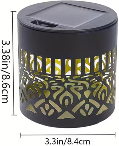 Decorative Solar Mandala Lights - Outdoor Metal Solar Powered Deck Step Wall Lights, Mandala Theme Waterproof Fence Mini Light for Garden Post Patio Backyard Yard Decor (Black, Yellow)