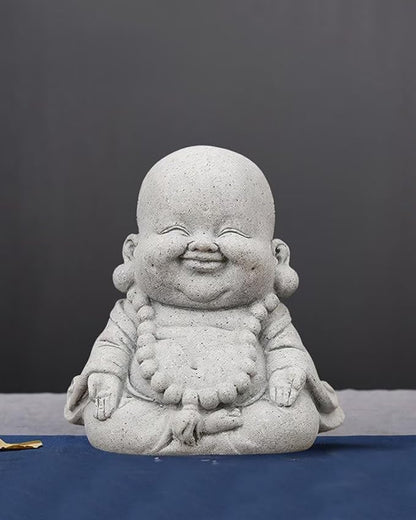 Mini Monk Buddha Statue Sandstone Statues Zen Monk Praying Statue Sculptures for Wealth Good Luck Feng Shui Decor Home Fish Tank Aquarium Garden (Style 17)