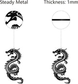 CREATCABIN Dragon Metal Wall Decor Black Iron Wall Art Japanese Chinese Dragon Sculpture Hanging Artwork Decor Gothic Signs Decoration for Indoor Outside Living Room Home Office 11.8x6.3Inch