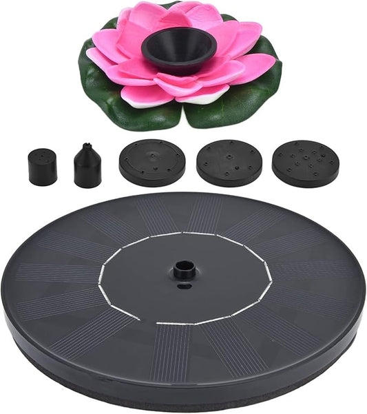 Solar Powered Fountain Water Pump, Floating Mini Solar Fountain with 4 Spray Styles, 16cm Diameter - Environmentally Friendly, Easy Setup, Ideal for Birdbaths Garden Ponds (Lotus 2)