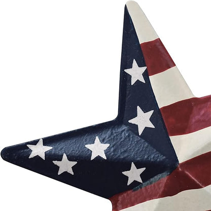 K KILIPES Metal Star Barn Yard Sign Garden Stake Decor for 4th of July, American Flag Patriotic Star Yard Stake Lawn Ornament Independence Day Memorial Day Outdoor Decorations (2, 12" H)