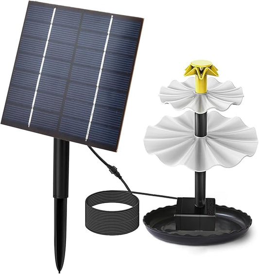 Solar Fountain 2-Tier 2.5W Solar Water Fountain DIY Decorative Pump with Tray and 300cm Cable Water Pump for Bird Bath Garden Pond Pool, Garden Tools