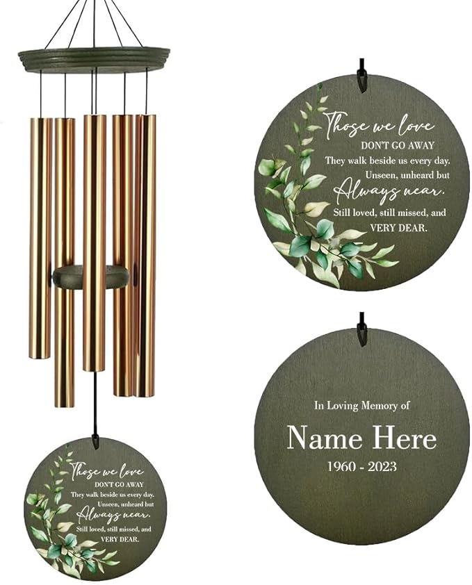 Memorial Wind Chimes, Personalized with Name & Date Keepsake, Sympathy Gifts Wind Chime for Loss of Loved One, 36inch Funeral Windchime Outside, in Loving Memory of Mom/Dad