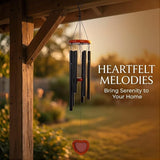 Memorial Wind Chime with Heart Locket Photo, Sympathy Gift for Loss of Loved One, Remembrance Aluminum Tube Wind Chime for Garden Outdoor, Metal Music Chimes for Home Decor