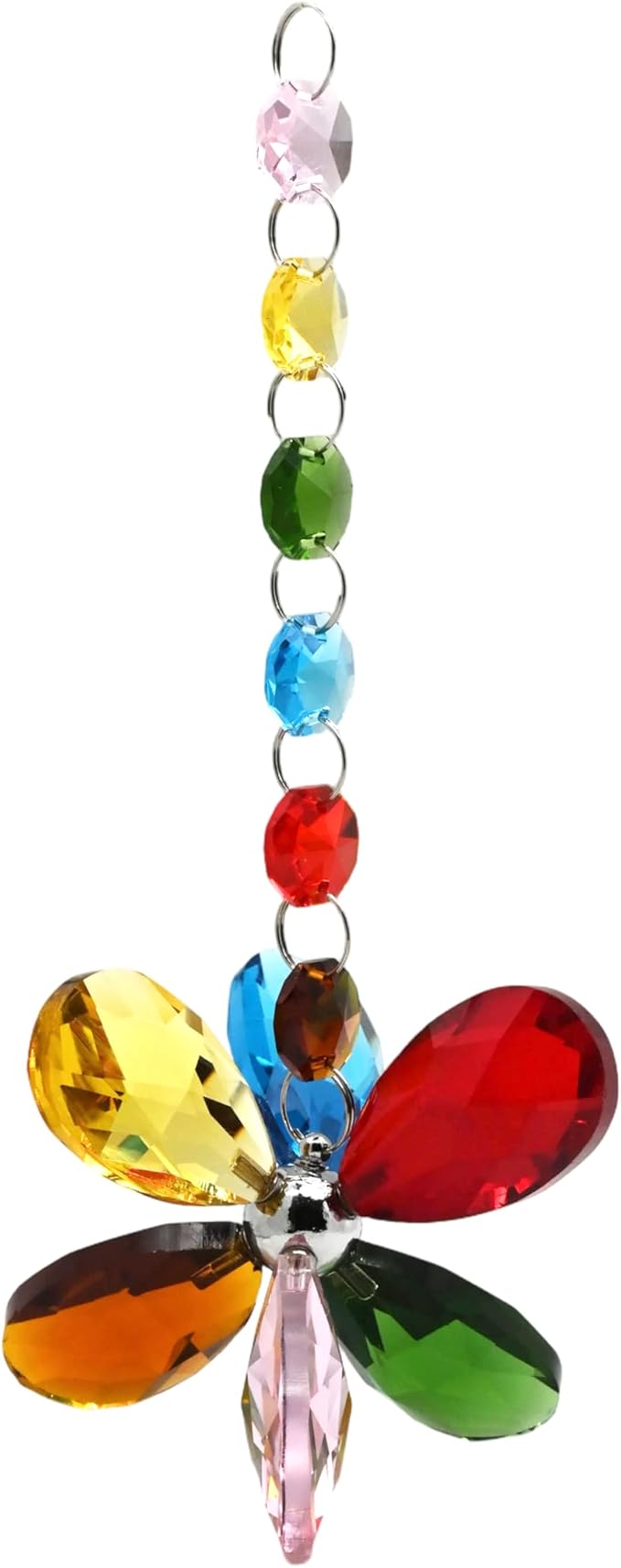 Flower Petal Crystal Suncatcher Hanging Crystals for Windows Sun Catcher Chandelier Lamp Tree Decor, Crystal Glass Ornaments (Multicolor)