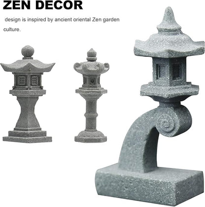 Miniature Japanese Lantern Decoration Mini Fairy Garden Decor Set Japanese Lantern for Micro Landscape Garden & Patio Yard Bonsai Decoration (5 Sandstone)