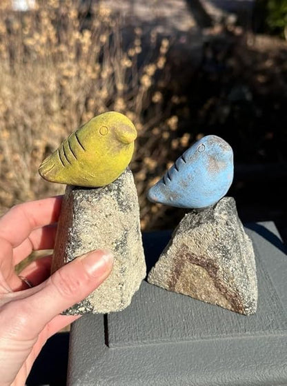 Set of 3 Mini Bird on Rock Garden Statues – Assorted Sizes and Colors, Perfect Gift for Garden Lovers, Gift for Labor Day