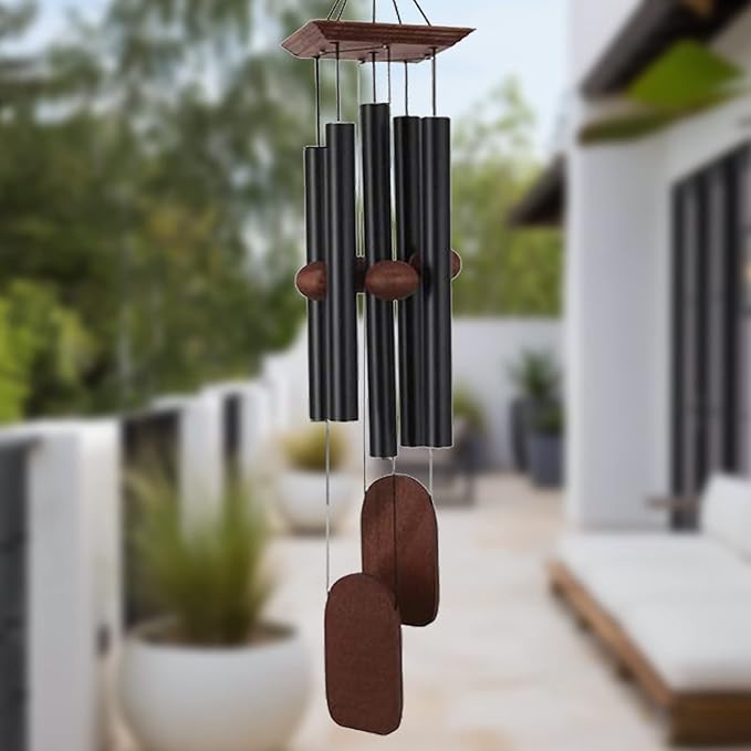 Memorial Wind Chimes for Loss of Loved Ones, 36 inch Sympathy Wind Chimes, Memorial Gifts & Sympathy Gifts, Suitable for Indoor and Outdoor, Patio, Garden for Peace and Relaxation - Aluminum，Black