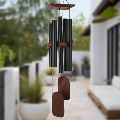 Memorial Wind Chimes for Loss of Loved Ones, 36 inch Sympathy Wind Chimes, Memorial Gifts & Sympathy Gifts, Suitable for Indoor and Outdoor, Patio, Garden for Peace and Relaxation - Aluminum，Black