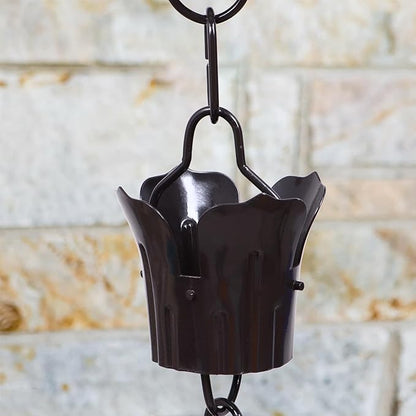 Copper Garden Rain Chain for Gutters, 1m Decorative Downspout Chain for Villa Drainage, Winter Outdoor Rainwater Divert and Patio Decoration
