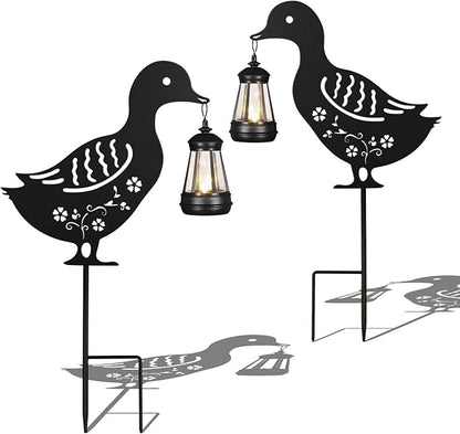 2Pack Solar Outdoor Garden Lights Stakes Solar Metal Flower Duck Lawn Deco Statue Patio, Outdoor Decor, Garden Decorations, Lawn Ornaments
