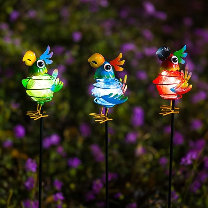 Solar Garden Stake Lights 3 Pack,Bird Figurine Decorative Lights with Solar Powered for Pathway Garden Lawn Patio Porch Yard Decoration