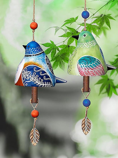 Ceramic Wind Chimes, Loud Rustic Wind Chime with Bronze Bells and Wooden Core for Patio, Porch, Garden, Backyard