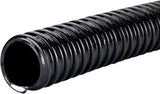 Pond Hose ID 1/2” × 50ft Black Corrugated Flexible Reinforced PVC Hose Vinyl Tubing for Pond Pump Fountain Garden Waterfall, Non-toxic & Kinkproof, with 2 clamps