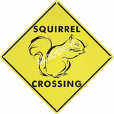 Metal Tin Sign Squirrel Crossing Xing Farm Organic Country Yard Sign Aluminum Street Sign for Indoor Outdoor Home Decor Wall Decoration 12x12 Inch