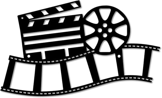 CREATCABIN Movie Reel Metal Wall Art Decor Wall Sculpture Hanging Decoration Sign Iron Outline Wall Art Black Rustic Decor Ornament Wall for Indoor Outside Living Room Home Office 12 x 7Inch