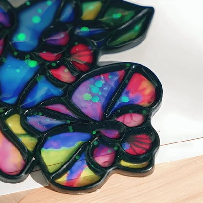 Orchid Flower Handmade Resin Suncatchers, Artisan Sun Catcher, Stained Glass Effect, Flower Suncatchers for Window Hanging, Garden Decor, Gift for Mother's Day Mom Women Grandma Wife