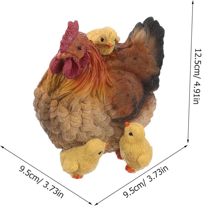 Garden Statues Resin Hen Figurine Chick Family Statue Lifelike Chicken Statue for Garden Farm Colorful Animal Figurines Outdoor Decor Yard Ornaments Decor
