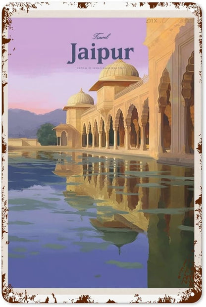 Patio Wall Decor Travel Jaipur 6 Retro Signs Metal Vintage Metal Decorative Wall Art With Funny And Inspirational Life Quotes For Home,Office,Yard,Kitchen,Bedroom And Cafe 8X12inch