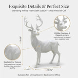 XTAPAN Resin 19.68 Inch Height Standing Deer Statue Animals Sculpture Garden Art Decor Yard Ornament Lawn Garden Outdoor Patio Decoration Figurine White