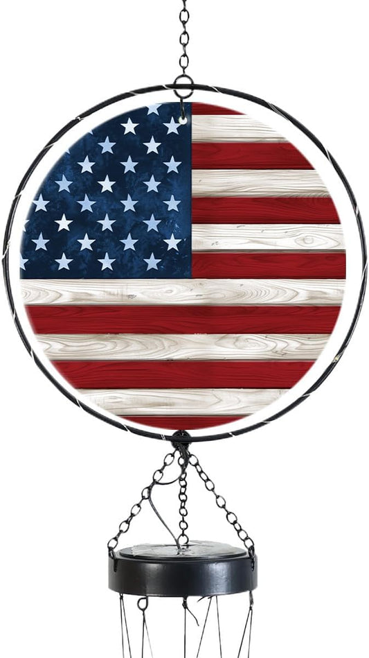 Briarwood Lane Wood American Flag Illuminated Wind Chime