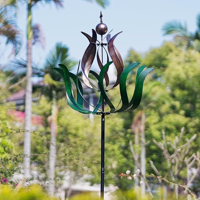 DREAMYSOUL Large Wind Spinner Outdoor, 90.5" Metal Tulip Wind Mills, 360 Degrees Rotating Kinetic Wind Mills for Lawn Backyard Patio Garden Decor Yard Art