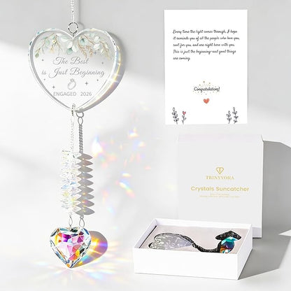 Engagement Gifts for Couples 2026, Wedding Gifts,Crystal Suncatcher for Newly Engaged, Hanging Crystal Gift Ornament, Congratulations Decorations for Friends Just Engaged