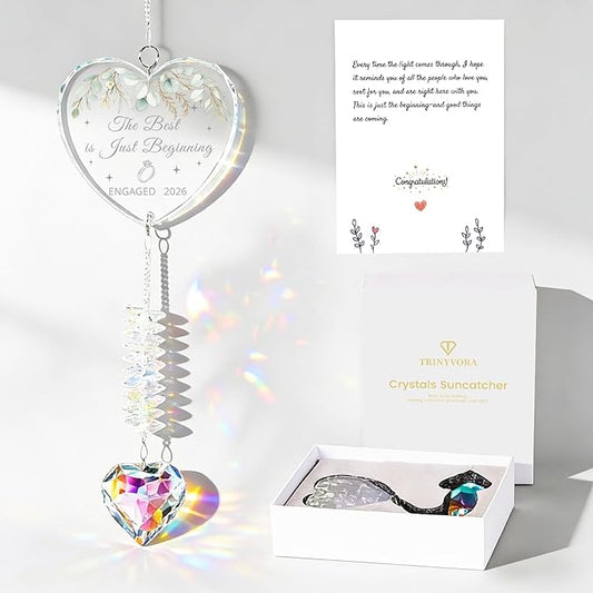 Engagement Gifts for Couples 2026, Wedding Gifts,Crystal Suncatcher for Newly Engaged, Hanging Crystal Gift Ornament, Congratulations Decorations for Friends Just Engaged
