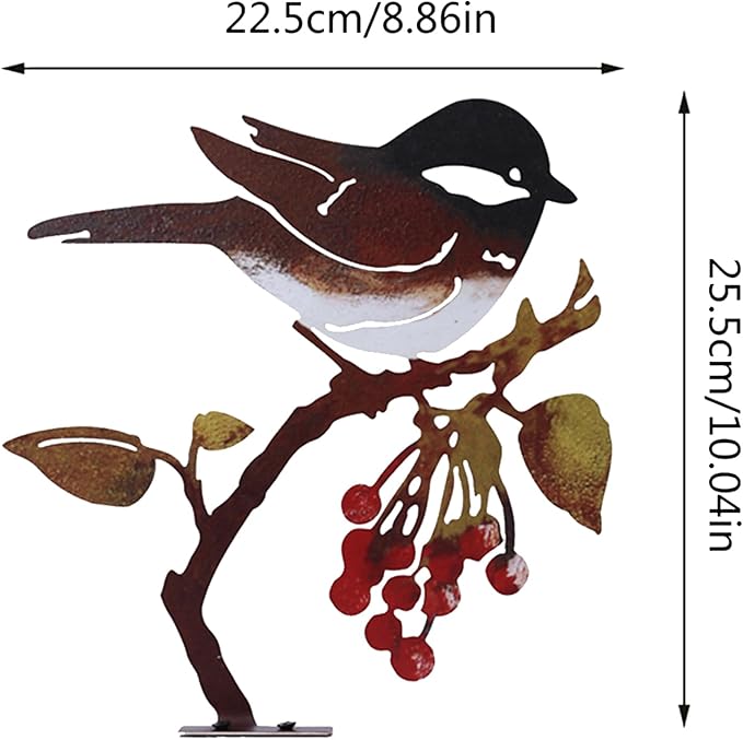Wrought Iron Bird Decoration Metal Iron Art Animal Bird Hanging Ornaments Cute Bird Art Iron Sculpture Creative Outdoor Silhouettes Garden Crafts for Garden (red)