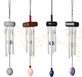 i-lan　4 Pack Small Silver Wind Chime with Ceramic Blank Drops, Metal Garden Wind Chimes with Different Len Bell Tubes, Soothing Harmony Sound Mini Outdoor Windcatcher Porches Décor