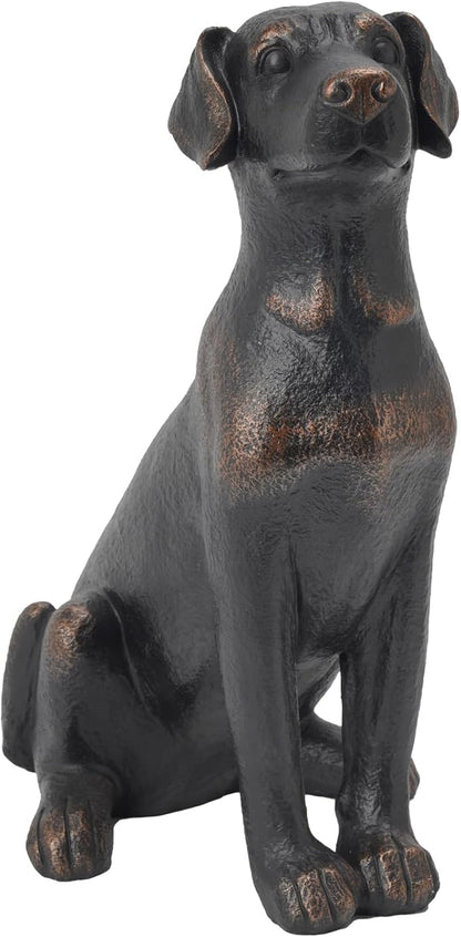 Cynkeyee Outdoor Garden Dog Statue - 16 Inch Resin Sitting Labrador Sculpture, Decorative Figurine for Patio, Lawn, Yard, Porch (Black)
