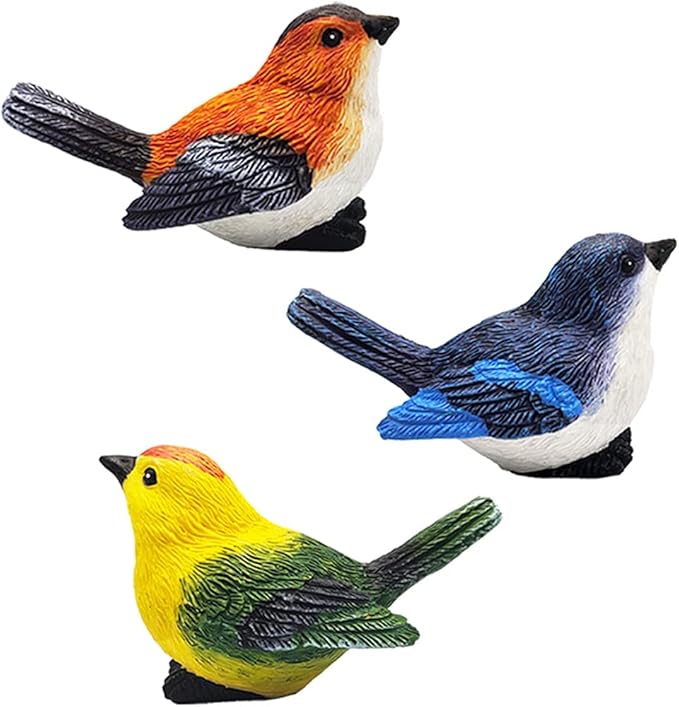 MAOMIA Miniature Bird Decorative Figurines 3 Pcs Mini Bird Figures Animal Model Toys Fairy Garden Decoration Plant Flower Pots Ornaments