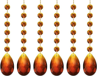 PATIKIL Teardrop Crystal Chandelier, 6 Pack 160mm Length Prisms Part Dark Amber