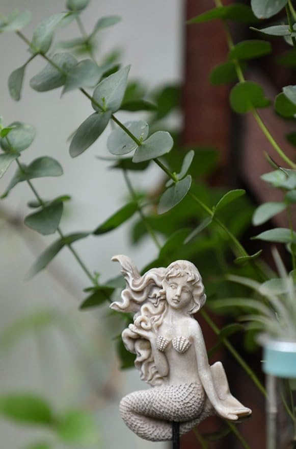 MUAMAX Miniature Mermaid Garden Stakes Fairy Garden Decorative Figurines Accessories Planter Flower Pot Outdoor Yard Decor Micro Landscape Ornaments Succulent Decorations…