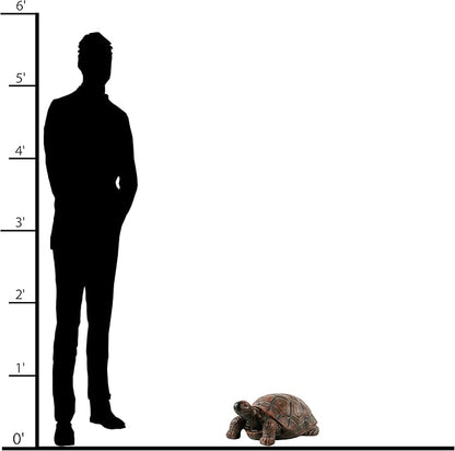 XBrand 21.3" L Brown and Black Concrete/MgO Walking Turtle Statue, Indoor or Outdoor Décor, Garden Décor, Turtle Statuary
