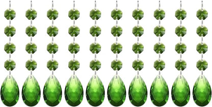 PATIKIL Teardrop Crystal Chandelier Pendants Beads, 10 Pack 125mm Length 38mm Chandelier Prisms Parts Ornaments Hanging Beads for DIY Arts Crafts Decoration, Green