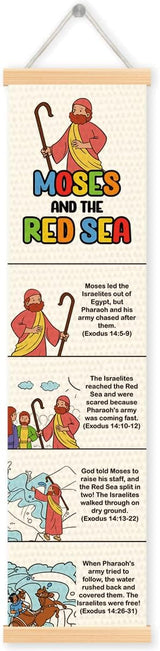 Moses and the Red Sea Banner, Church Banner, Christian Rustic Hanging Door Flag, Farmhouse Decorations Outdoor Indoor, Church Activity Decor, Bible Lesson, Scripture and Words Decorations