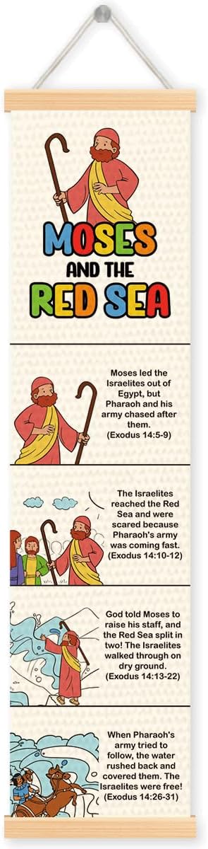 Moses and the Red Sea Banner, Church Banner, Christian Rustic Hanging Door Flag, Farmhouse Decorations Outdoor Indoor, Church Activity Decor, Bible Lesson, Scripture and Words Decorations